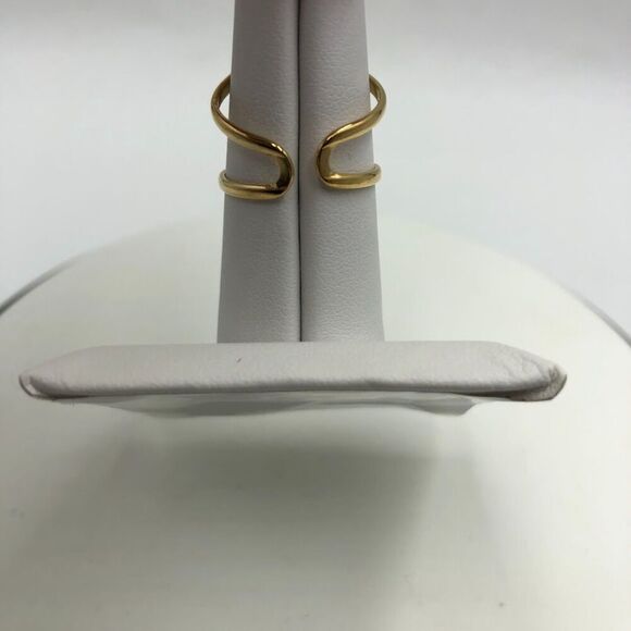 18K Gold Plated Women's Finger Ring Textured Open Back Everyday Modern Fashion - Picture 5 of 9